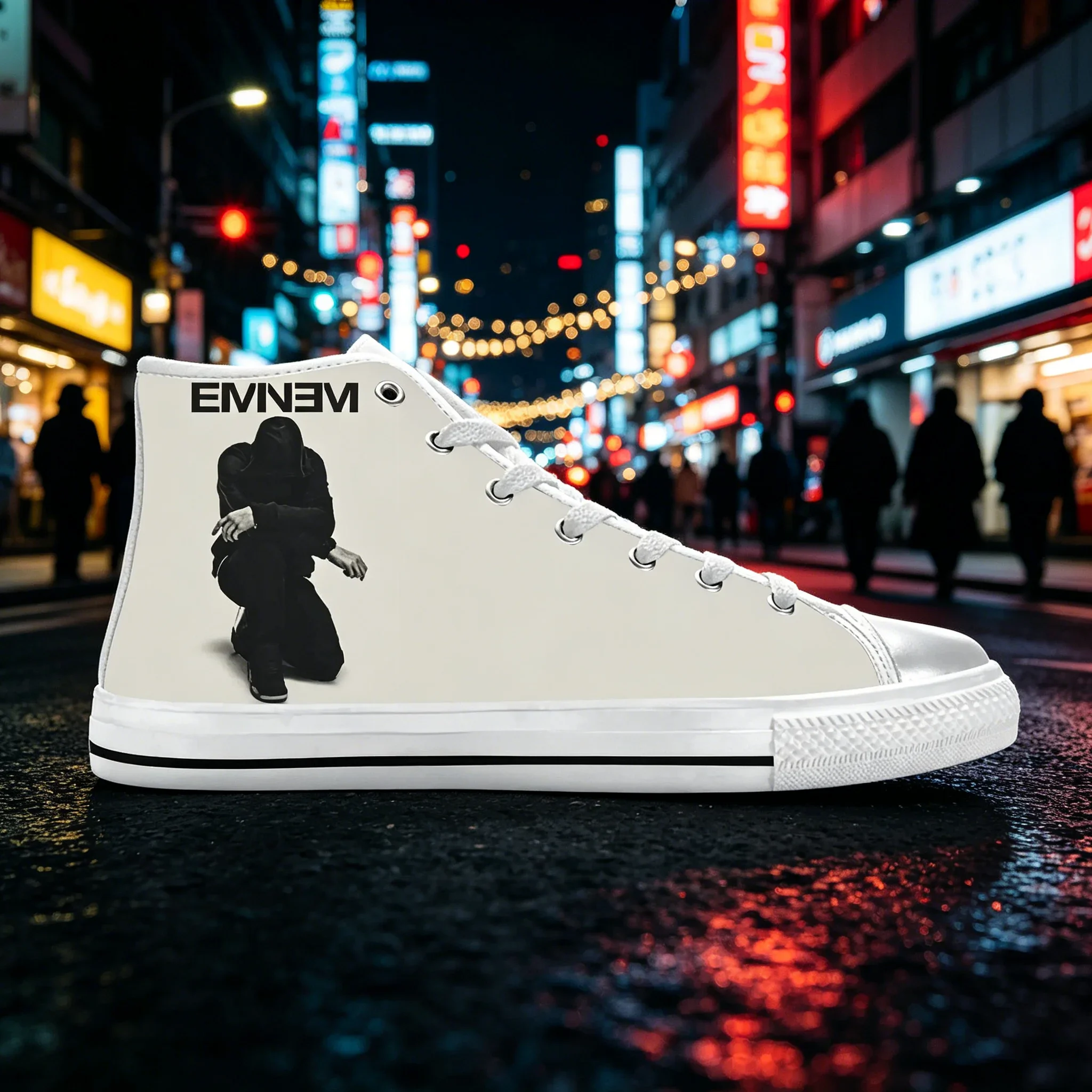 Eminem Rapper High Top Shoes Custom Music Graphic Print Soft Sole Wear Resistant Unisex Daily Footwear