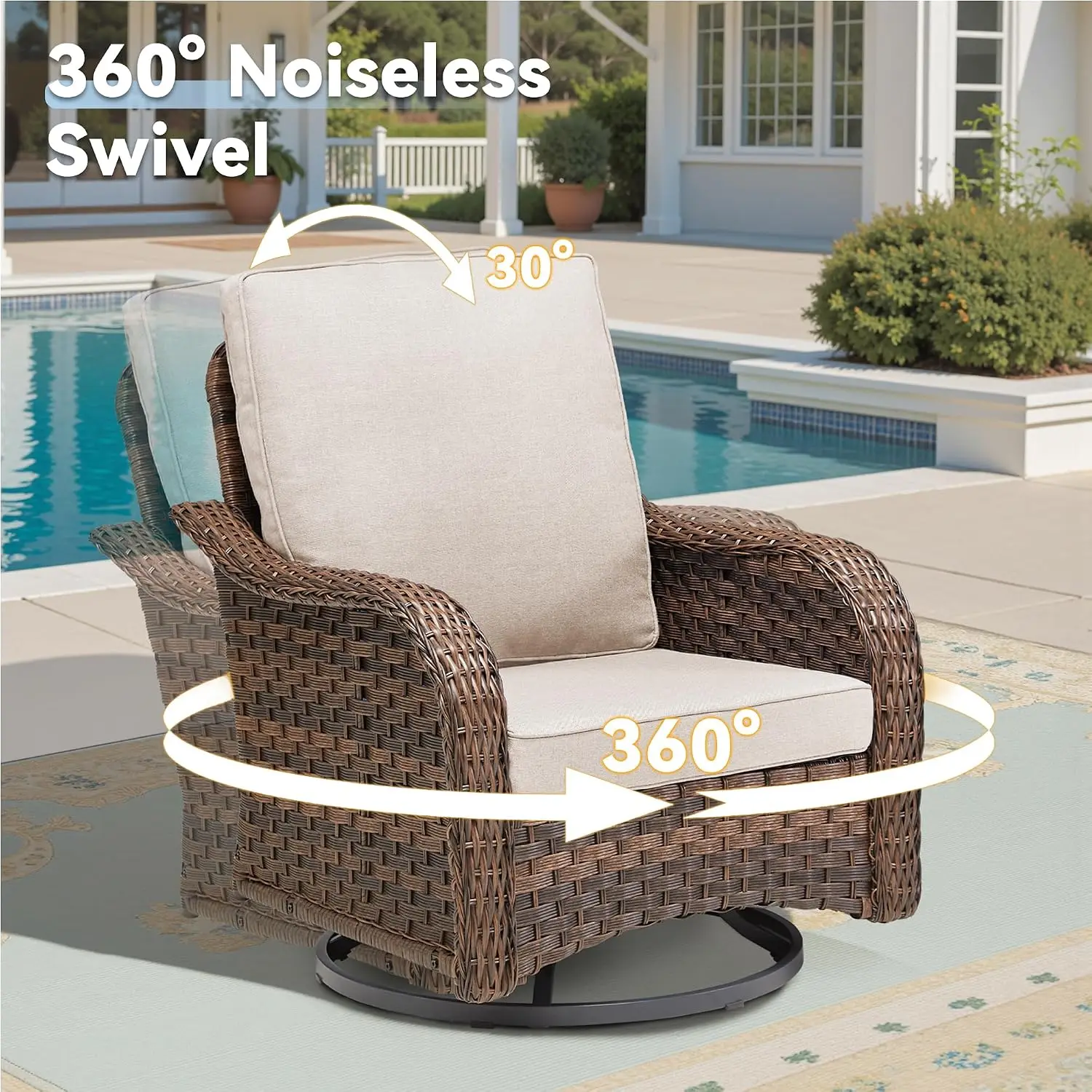 Swivel Rocker Patio Chair 360° Gliding Wicker 4