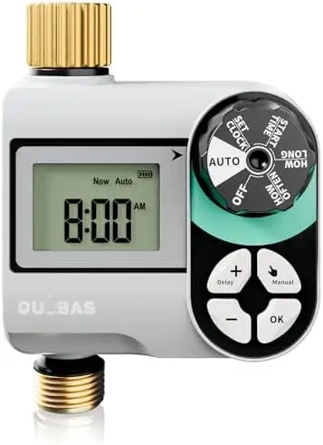 

Программируемый таймер полива QUOBAS с латунными соединителями – автоматический, ручной и с функцией отсрочки полива при дожде для орошения сада