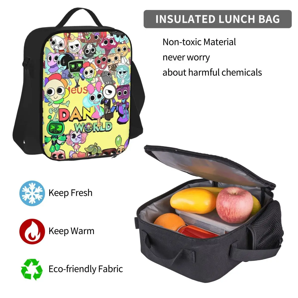 3 قطع/مجموعة حقيبة ظهر Dandys World Game للأولاد والبنات والكلية Daypack حقيبة غداء مقلمة