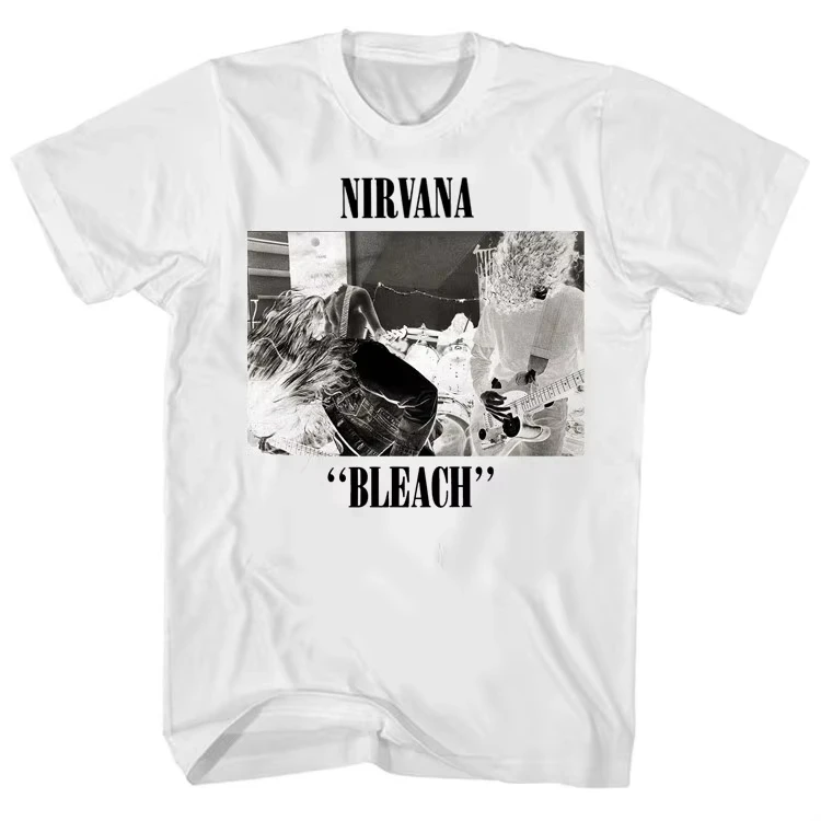 2026 Nirvana Bleach Album Graphic T-Shirt, Vintage Black White Band Photo Print Unisex Short Sleeve Grunge Rock Fan Tee