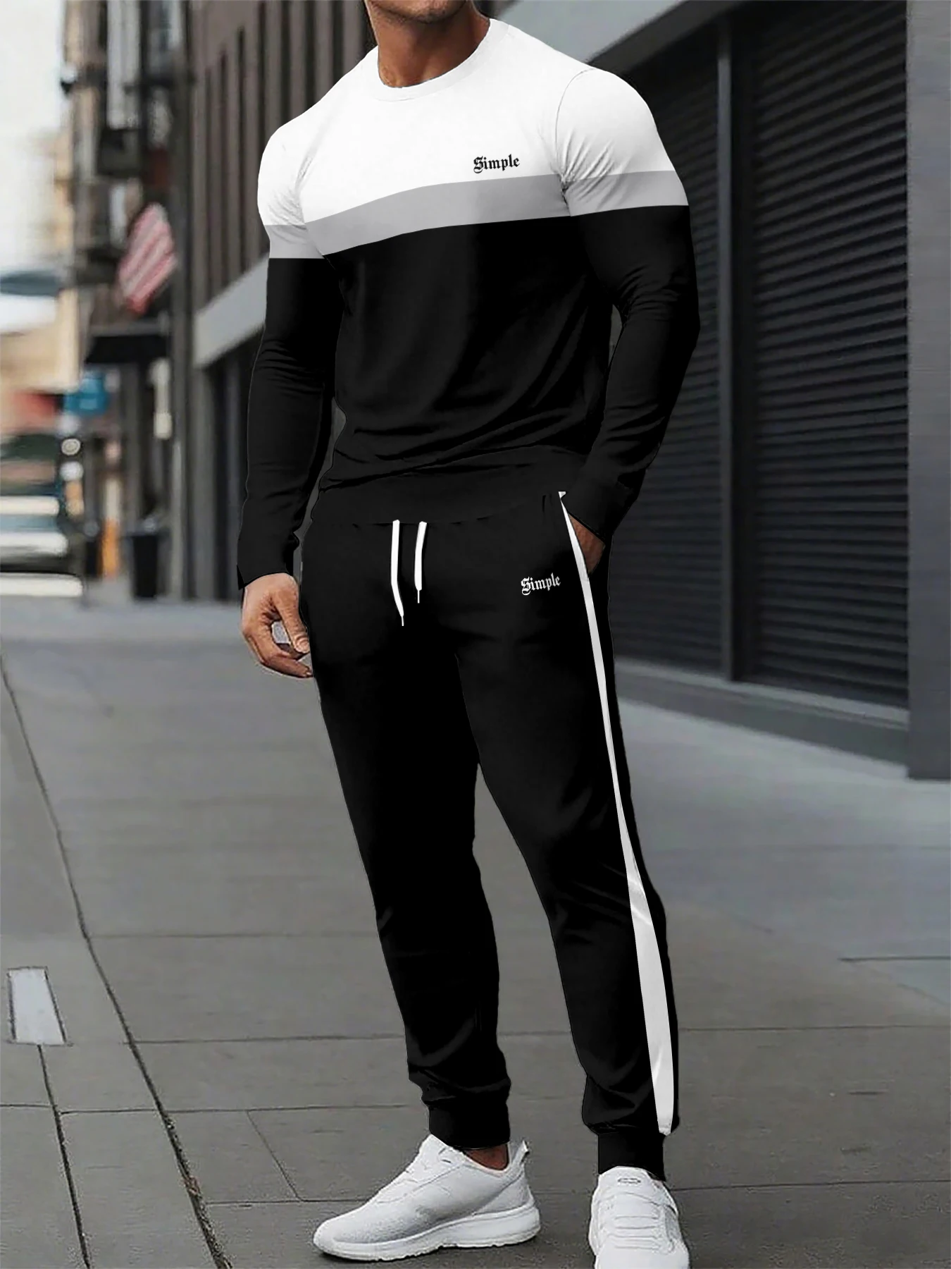 

The new men's round-neck sweatshirt set for Spring and Autumn features street fashion comfort and gradient printing