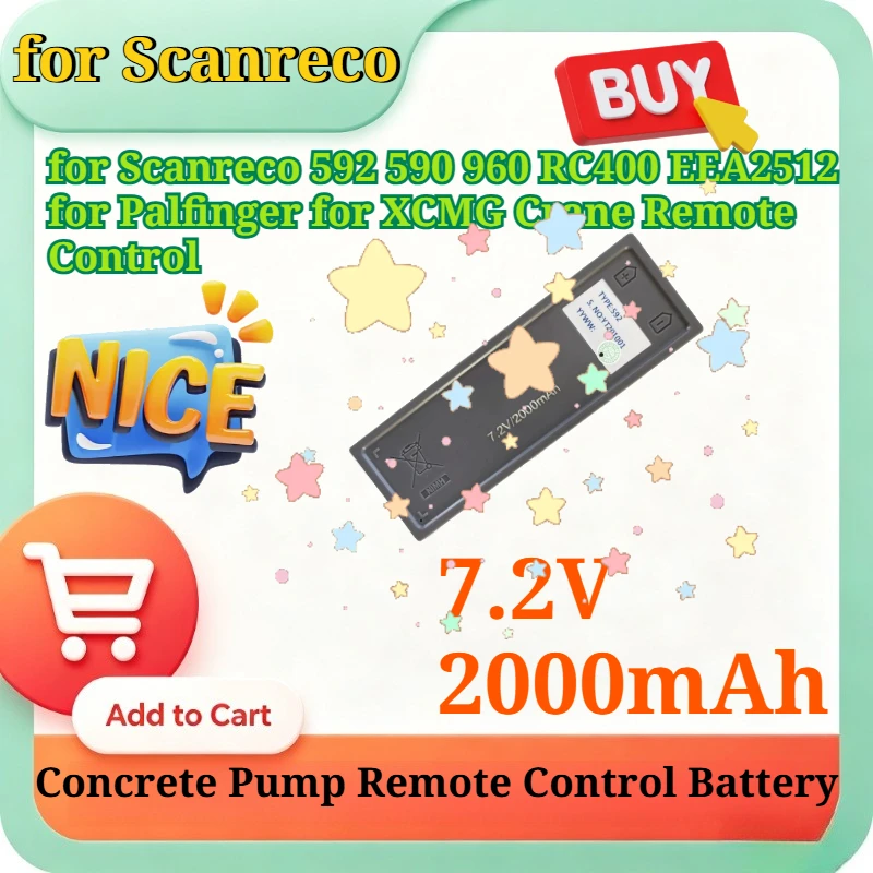 New 7.2V 2000mAh NiMH Replacement Battery for Scanreco 592 590 960 RC400 EEA2512 for Palfinger for XCMG Crane Remote Control
