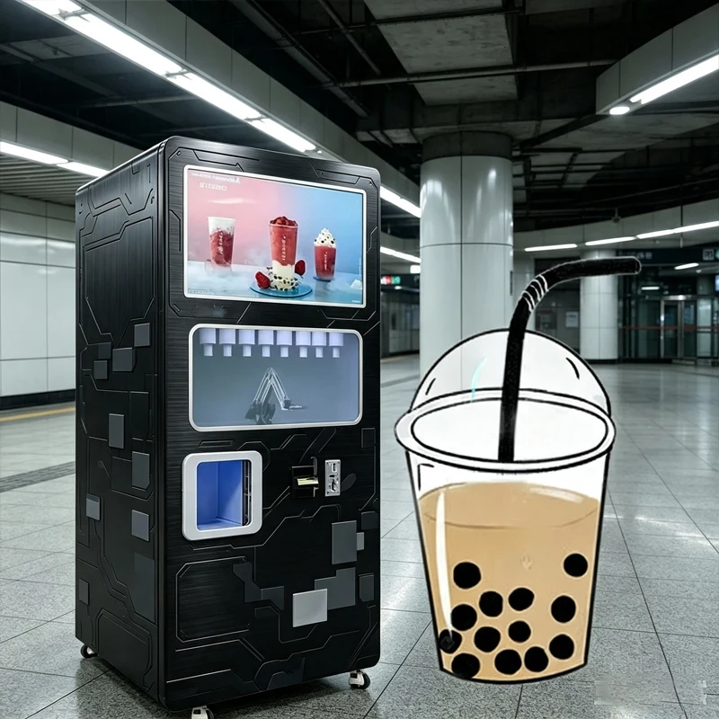Intelligent Milk Tea Vending Machine Fully Automatic Boba Tea Dispenser Touch Screen Self Service Drink Equipment