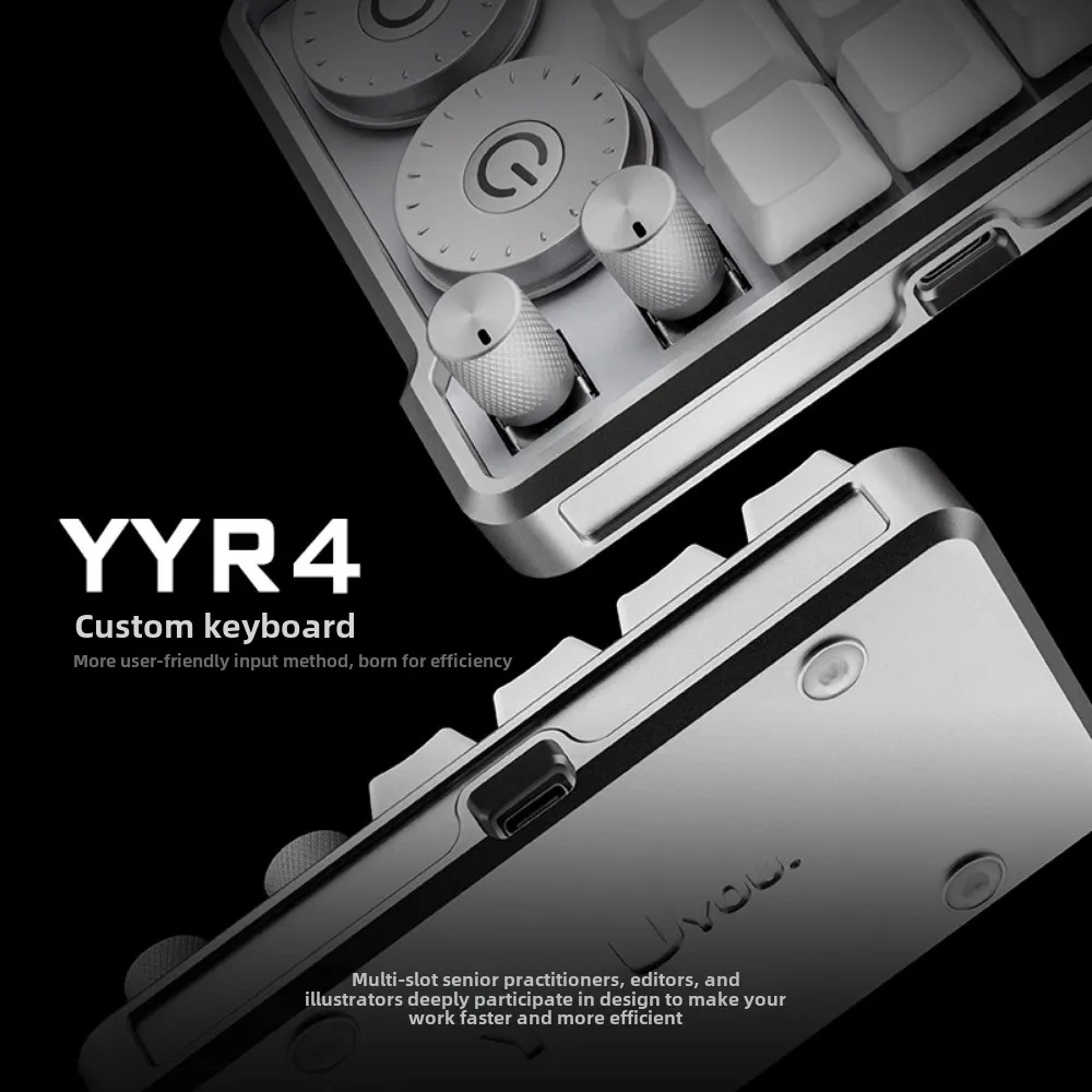 YOUYOU YYR4 custom keyboard aluminum alloy material aluminum lump keyboard retouching editing design drawing keypad RGB hot swap