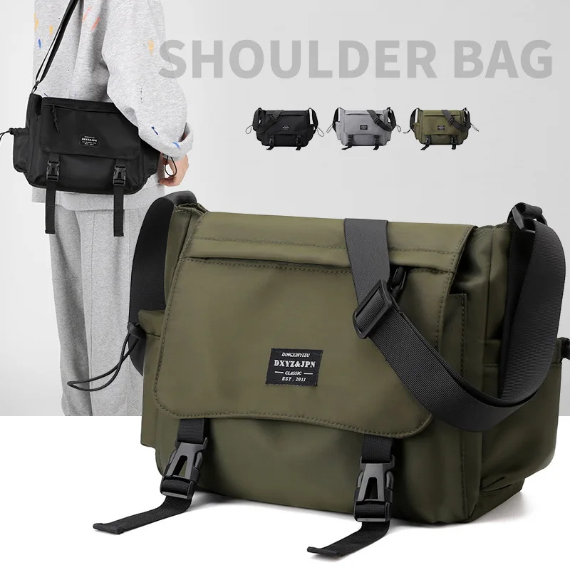 

Nylon cloth men's shoulder crossbody bag cool tool large capacity waterproof shoulder waterproof crossbody bag