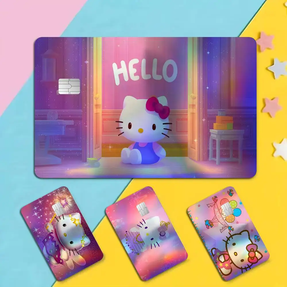 H-Hello-K-KittySS Anime Laser Glitter Bank Card Stickers Fashion Multi Scene Art Decor Decals