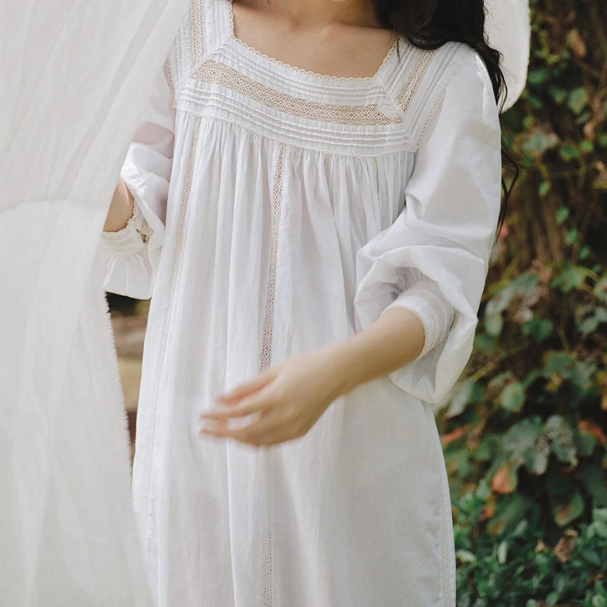 2027 Women Lace Cotton Embroidered White Nightgowns Sleepwear French Fairy Court Style Retro Princess Nightgown