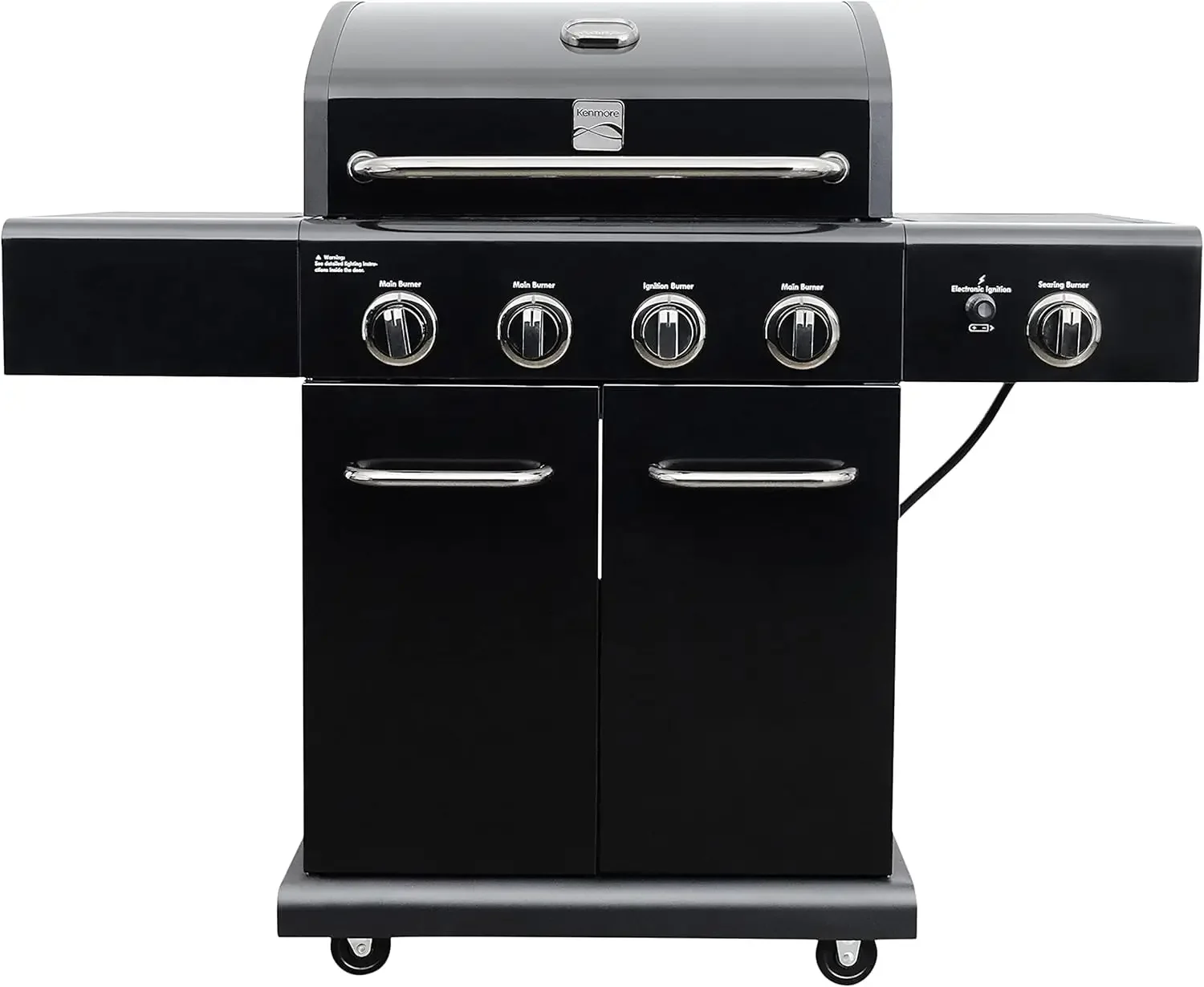 4-Burner BBQ Gas Grill Propane Grill, 52,000 BTUs, Cabinet Style,Electronic Ignition & Cast Iron Cooking Grates, Black NEW