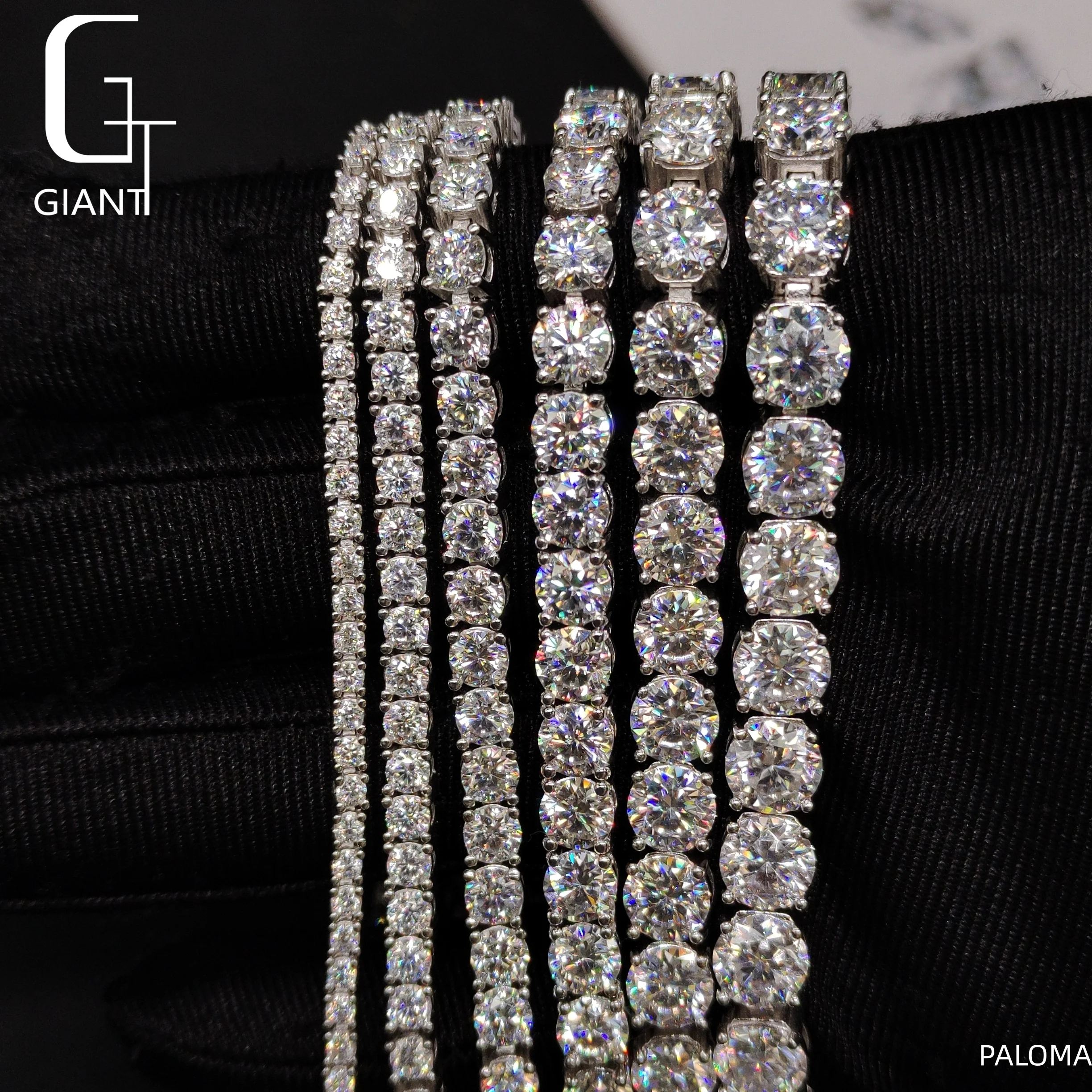 Ship to Ready VVS Moissanite Tennis Bracelet Iced Out S925 Sterling Silver 2-6.5mm Hip Hop Pass Diamond Tester GRA Certified..