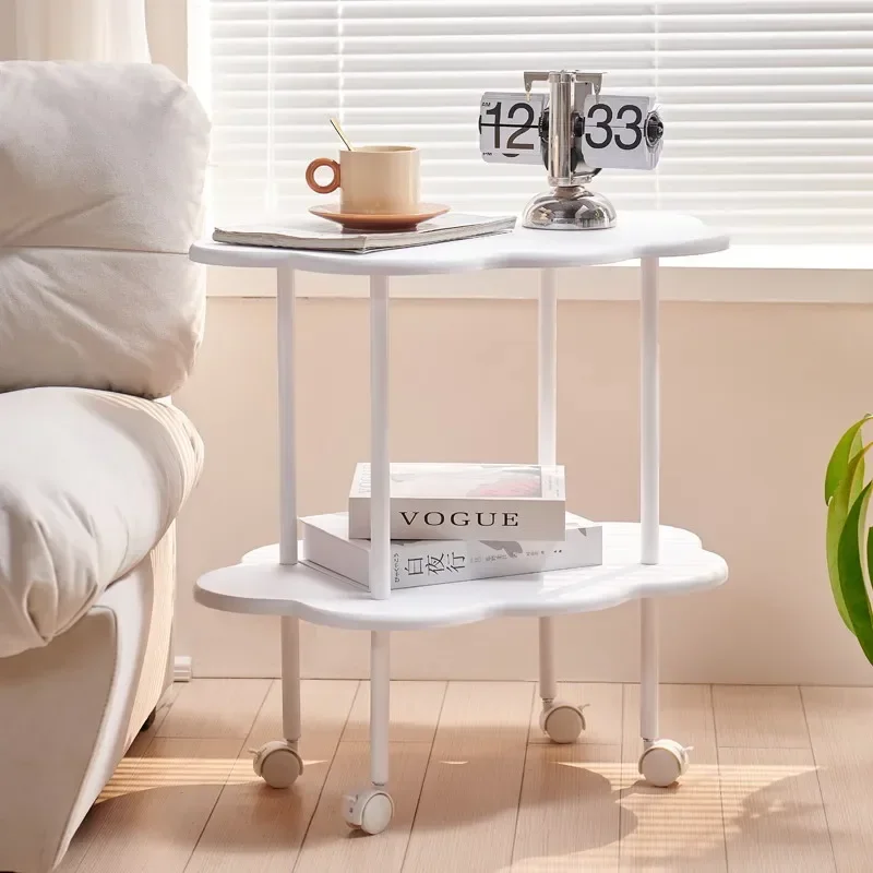 Simple Modern Sofa Table Nordic Wind Cloud Coffee Table Living Room Home Small Family Mini With Wheel Movable Bedside Table