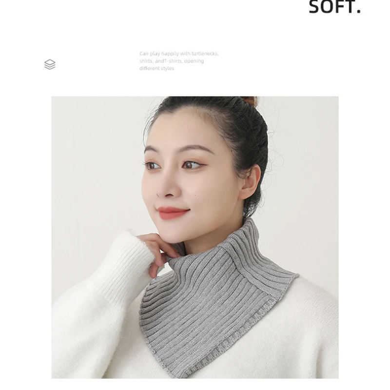 New Fashion Autumn Winter Knitted Fake Collar Scarf Women Warm Turtleneck Neck Warmer Detachable Winter Warm Windproof Scarf