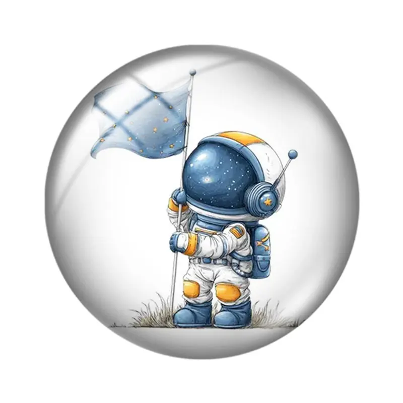 Cute Astronaut 12/18/20/25mm glass cabochon  bracelet pendant rings for jewelry demo earrings back Making findings