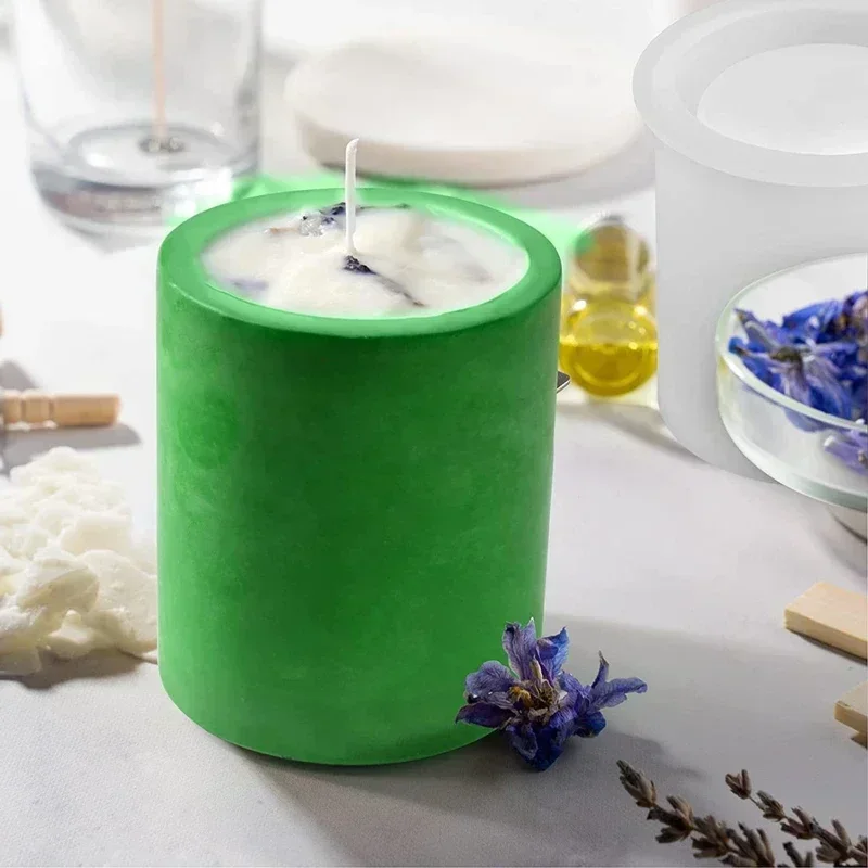 Concrete Cement Candle Jar Clay Silicone Mold DIY Handmade Cylinder Storage Box Molds For Wax Candle Food Spices Making Mould