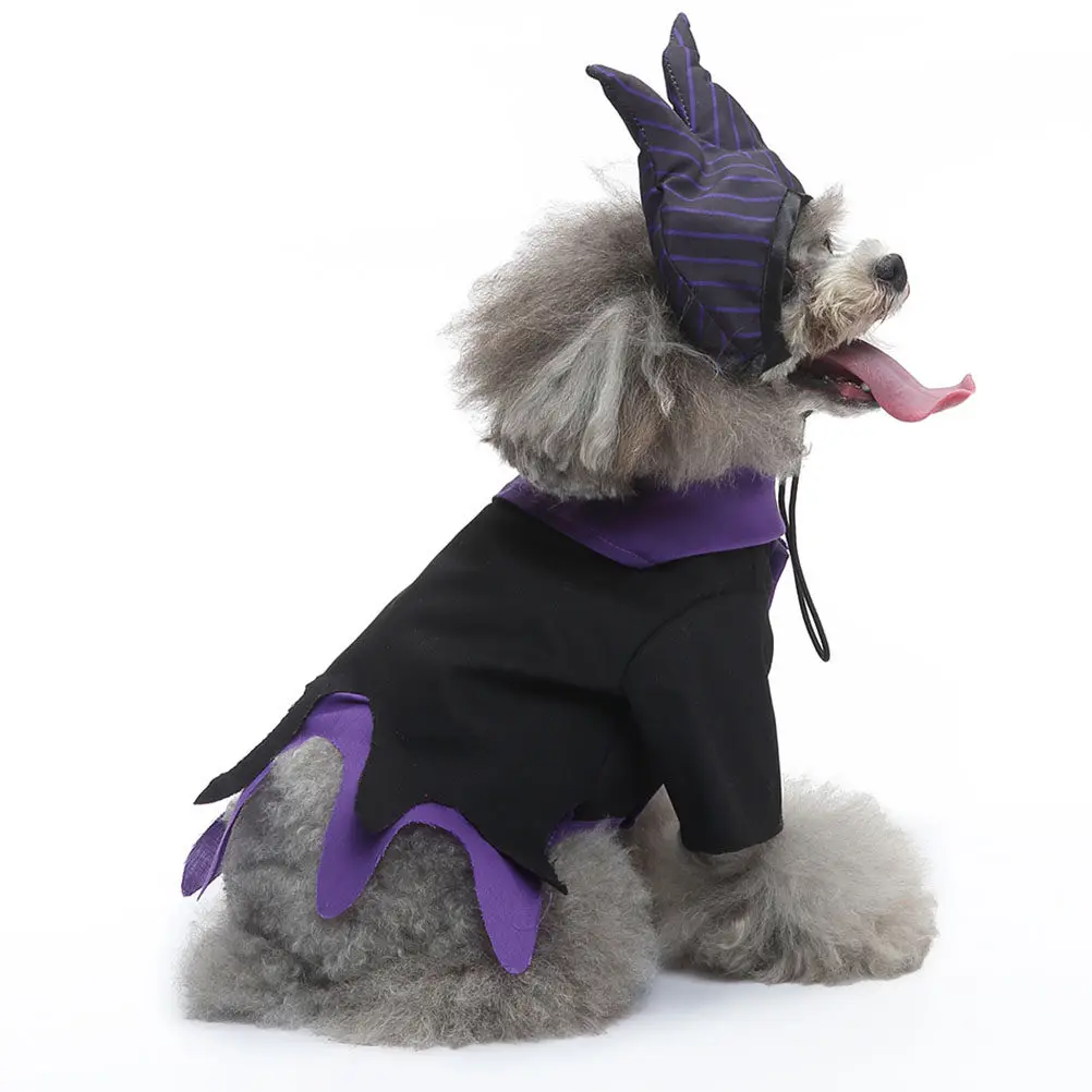 1Set Adorable Mischievous Witch Dog Costume Stylish Festival Party Wear for Puppies Cats Comfortable Skin-Friendly Halloween