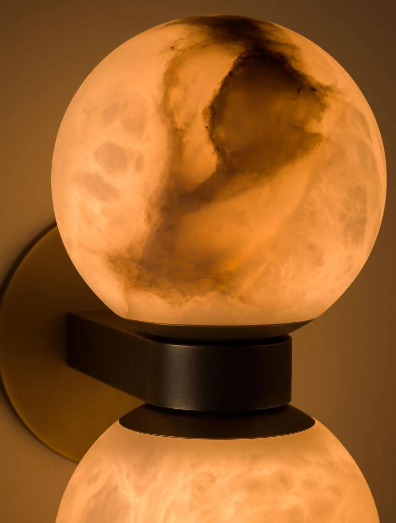 Art Natural Marble Ball Wall Lamp G9 Bulb Old Copper