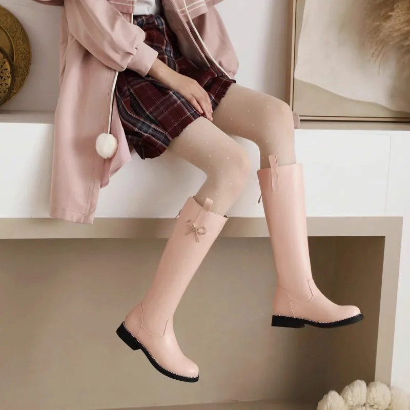 New Fashion Children Shoes Girls Fashion Butterfly Bow Knee High Boots Winter Plush Princess Boots Knight Shoes Botines