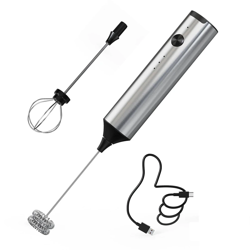 Electric milk foam Milk Frother Stick Rechargeable with 3 Speeds and Stand, Electric Milk