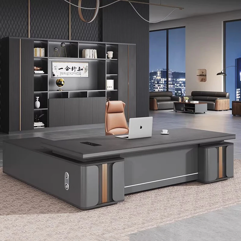 Aesthetic Luxury Office Desk Executive Reception Storage Design Office Desk Wooden Modern Standing Biurko Commercial Furniture