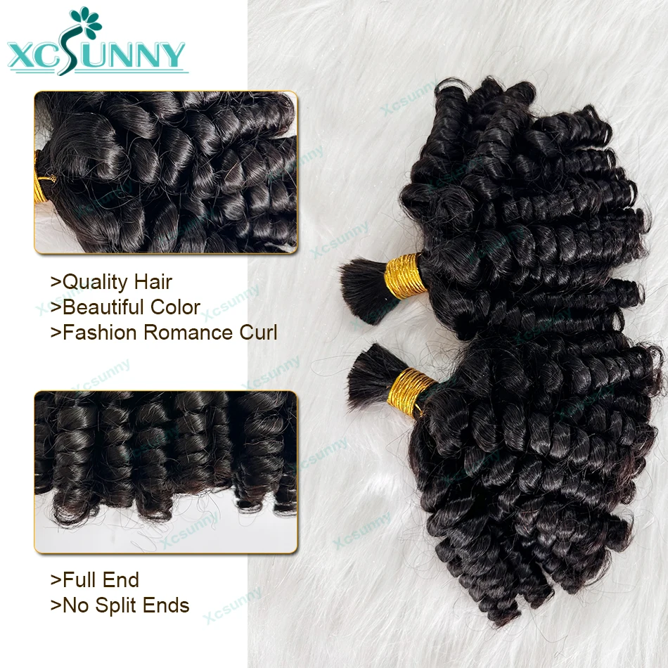 Bulk Human Hair For Braiding Bouncy Curly Hair Bulk Boho Braids Human Hair Extensions Double Drawn Bulk Curly Braiding Hair