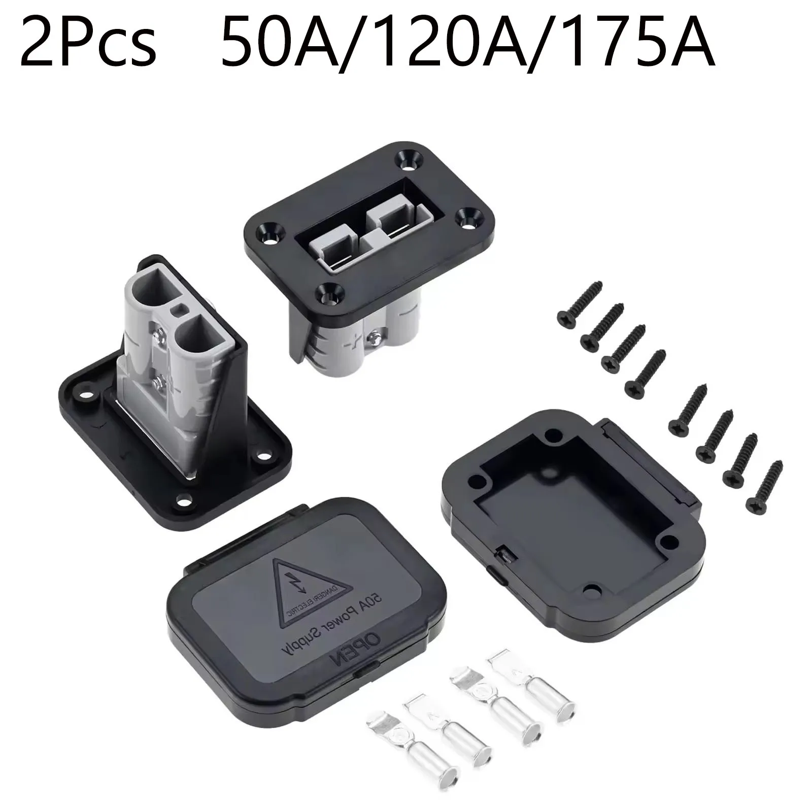 2pcs 50A/120A/175A Cable Connectors Plug For Anderson Plug Connector Flush Mount Bracket Panel Cover For Caravan Camper