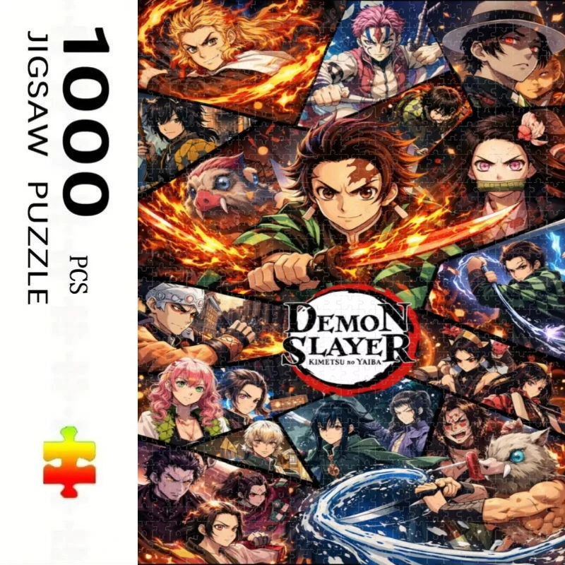 Large Size Jigsaw Puzzle 500/1000 Pcs Anime Characters D-Demon S-Slayer Jigsaw Puzzles for Adults Stress Relief Toys Gift