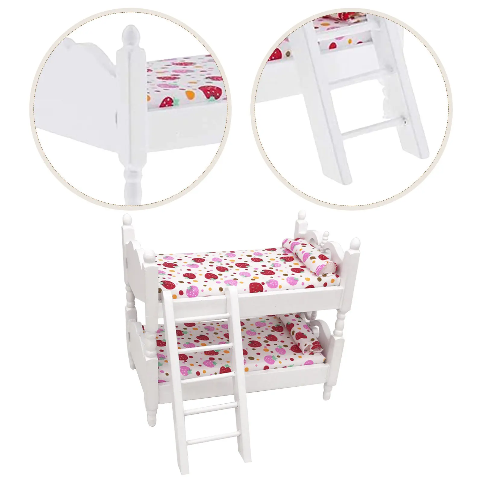 

Деревянная двухъярусная кровать-игрушка для кукольного домика, миниатюрная мебель для спальни, подарок, двухъярусная кровать-игрушка