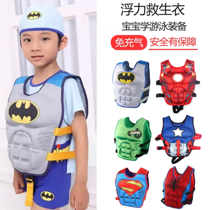 New Marvel Avengers Cartoon Child Buoyancy Swimsuit Iron Man Spider-Man Hulk Captain America Buoyancy Lifesaving Swimsuit Gifts