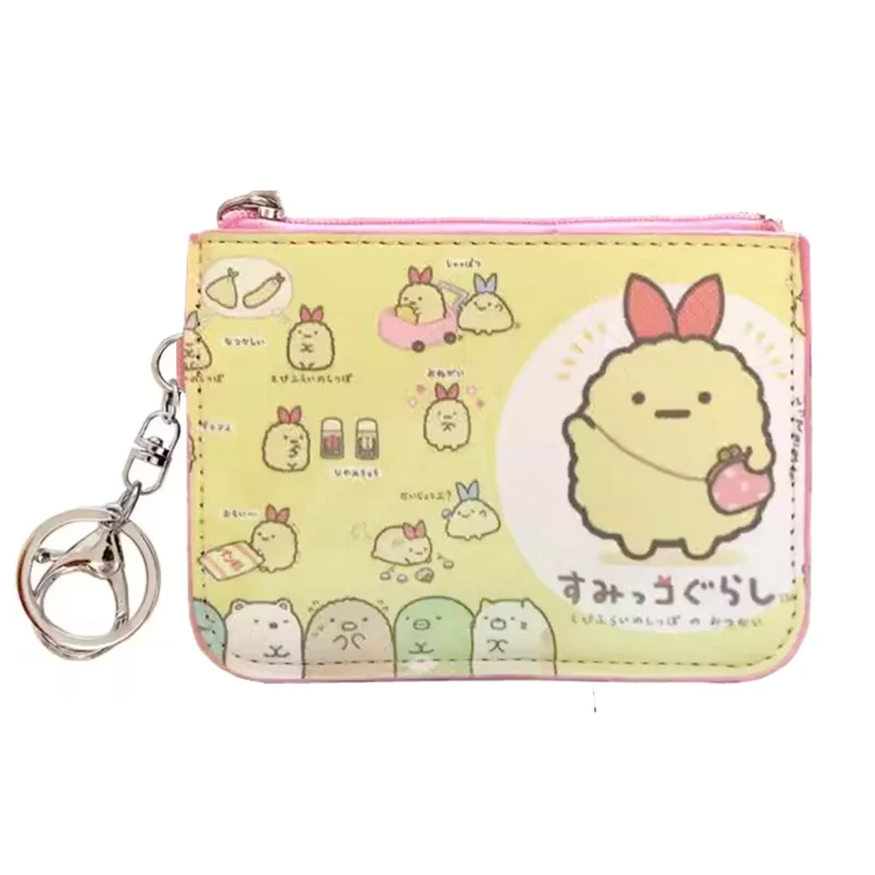 

Кожаный чехол-кошелек для ID-карт Sumikko Gurashi в виде жареной креветки, милый кошелек для монет, женская сумка, брелок, мини-сумка для хранения