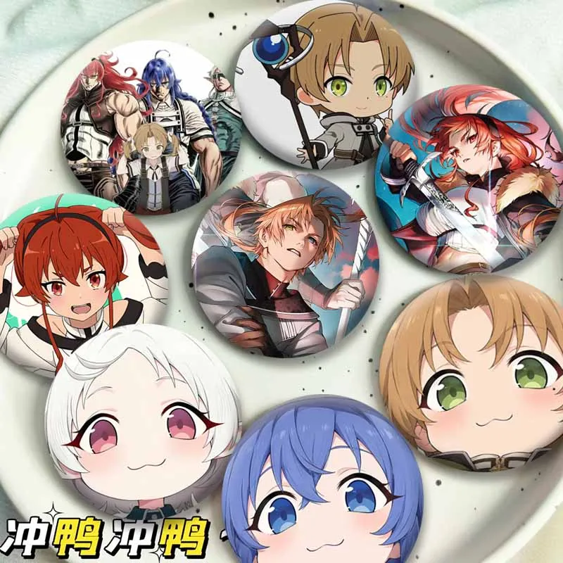 Anime Mushoku Tensei Jobless Reincarnation Badges Cartoon Role Brooch Hat Clothing Backpack Accessories Lapel Pins Jewelry Gifts