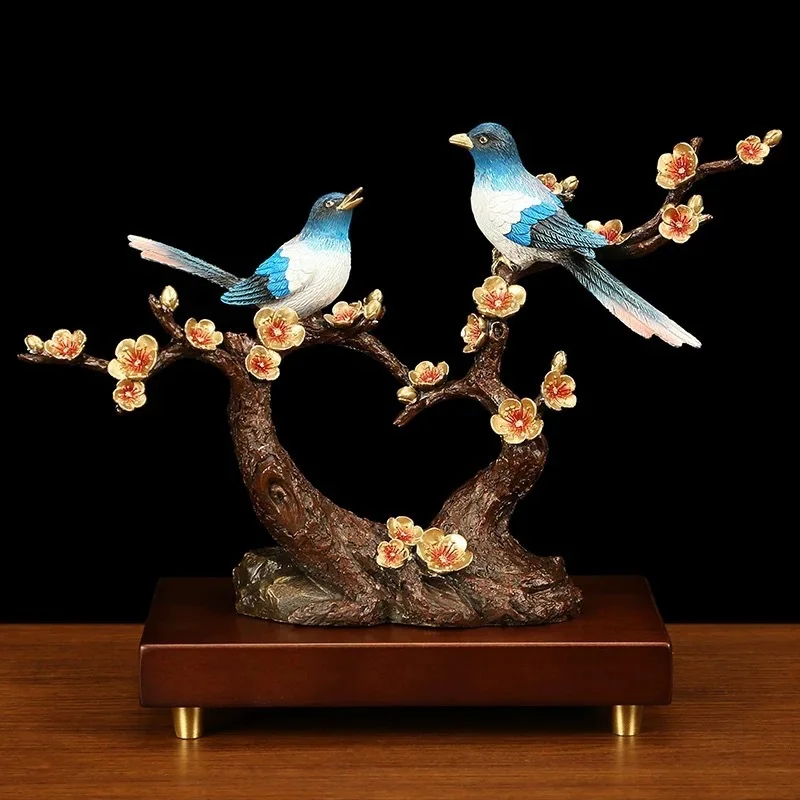HXL Copper Ornament Magpie Home Gift for Friends Living Room TV Cabinet Decoration
