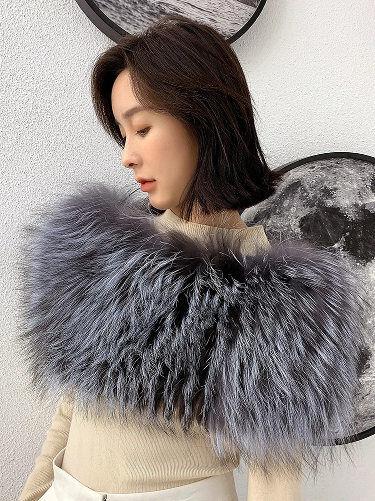 winter fashion luxury outfit real silver fox fur poncho shawl genuine fox fur elastic stole plus size for ladies