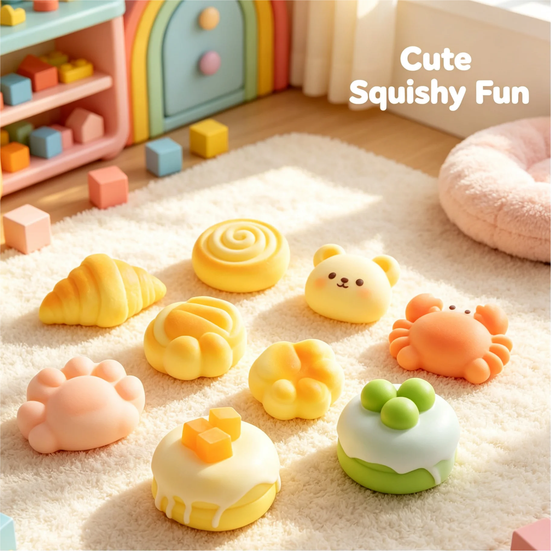 1Pcs Cute Simulated Bread Toys Soft Slow Rebound Decompress Toys For Stress Relief Kids Gifts Party Favors Home Decor
