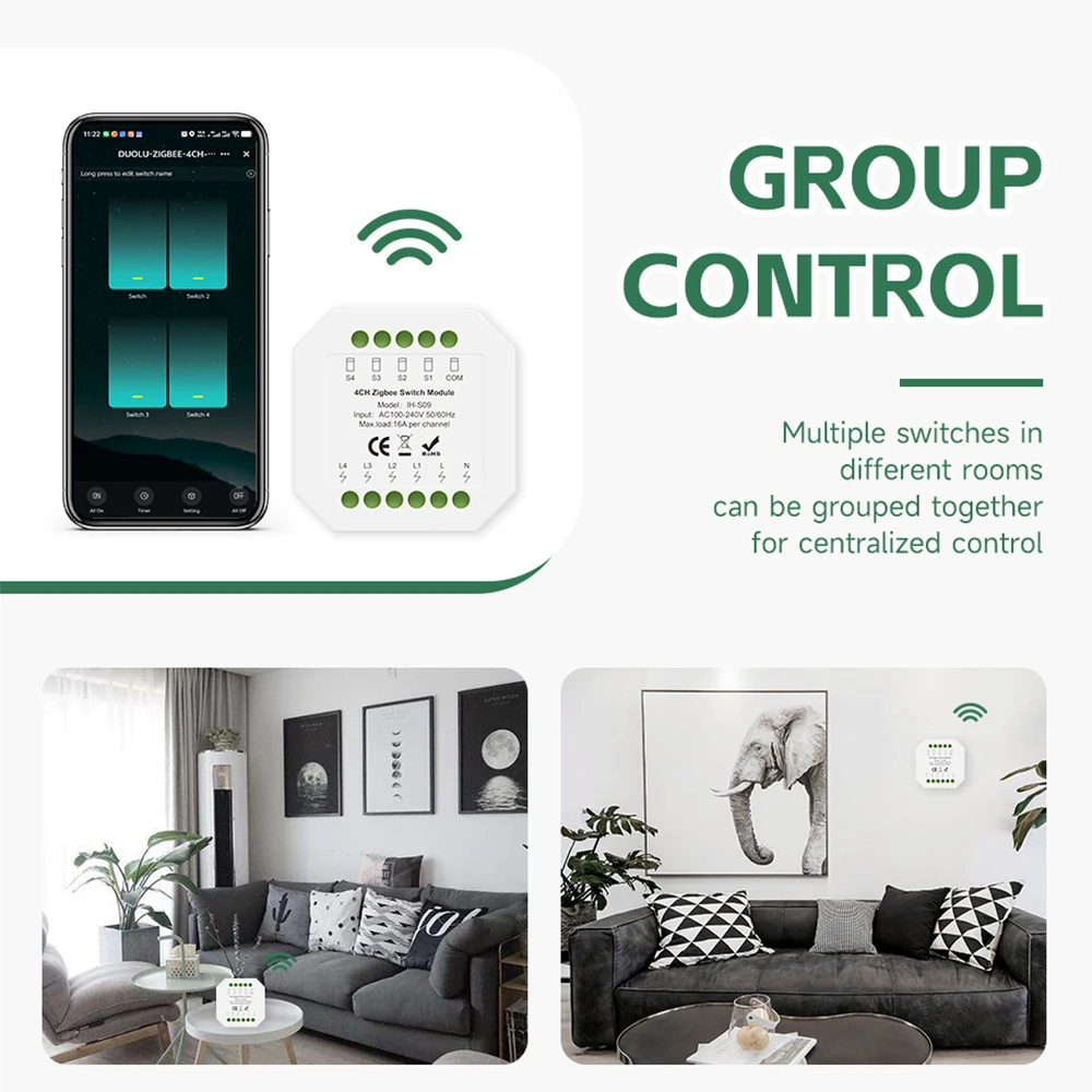 Tuya Zigbee 3.0 Smart Switch Module 1/2/3/4CH Relay Mini Hidden Controller Smart Life App Home Automation CE ROHS