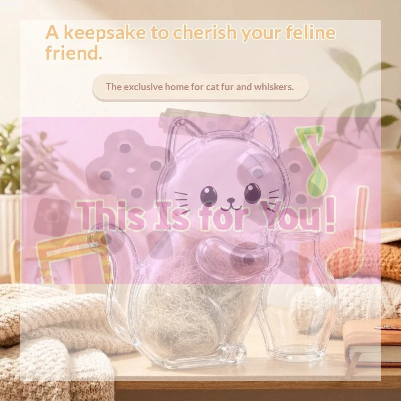 【MA】Transparent Cat Hair Storage Refrigerator Pet Fur Keepsake Capsule DIY Souvenirs Cat Whiskers Collector Fridge Magnet