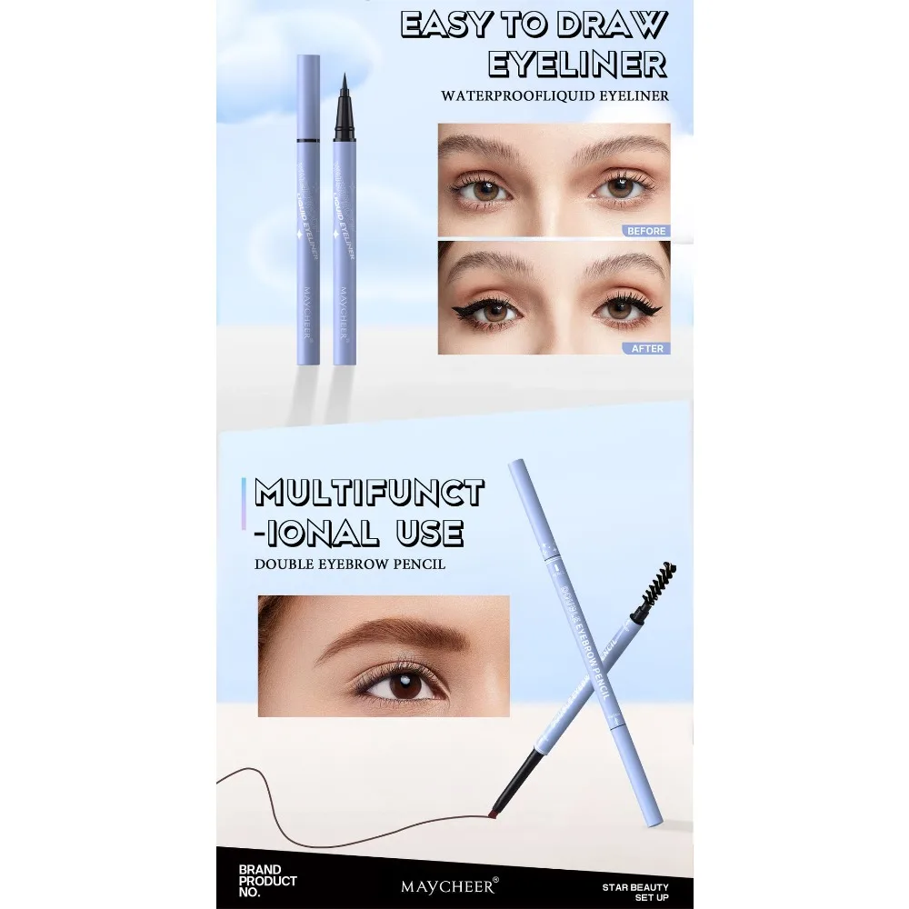 Kit per trucco professionale Fondotinta in polvere Rossetto Lucidalabbra Eyeliner Matita per sopracciglia Set di cosmetici per tutto il viso per le donne Viaggi