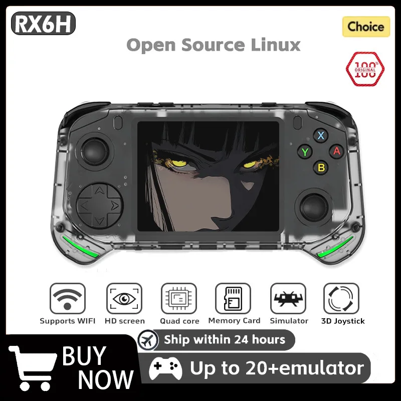 

Open Source RX6H Retro Handheld Video Game Console Linux System 3.5 Inch IPS Screen Portable Pocket Video Player 64GB Games