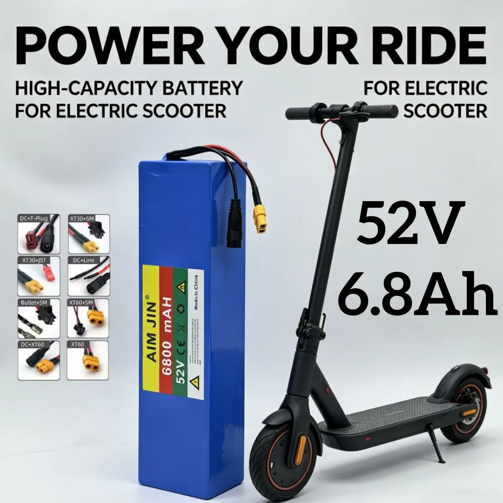 

52V 6.8Ah 18650 Rechargeable lithium battery pack 14S2P large capacity suitable for Bicycle Scooter Motorcycle built-in BMS