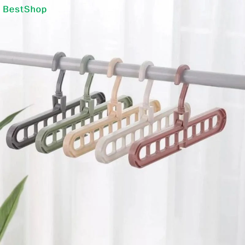 3Pcs 9-Hole Foldable Clothes Hangers Plastic Space Saving Organizer Hangers For Clothes Home Closet Wardrobe Hanger