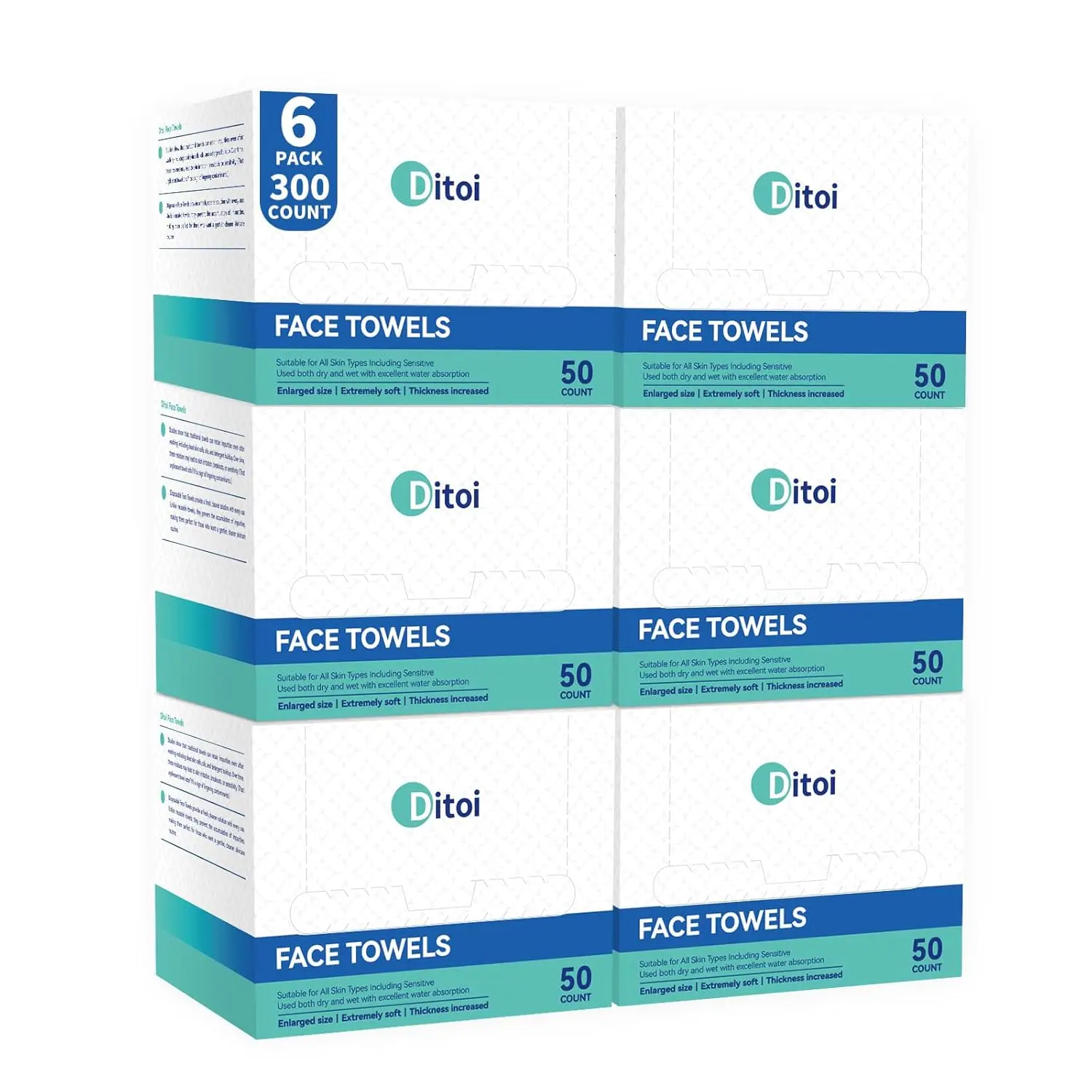 

Extra Large Disposable Face Towels, Soft Cotton Cleansing Cloths for Makeup Removal and Sensitive Skin Care, 300 Count Pack
