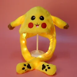 Pokemon Anime Cartoon Cappello luminoso Carino Pikachu Giocattoli per bambini Peluche Cappelli da coniglietto Kawaii Pet Bunnys Orecchie Sposterà Regali di compleanno