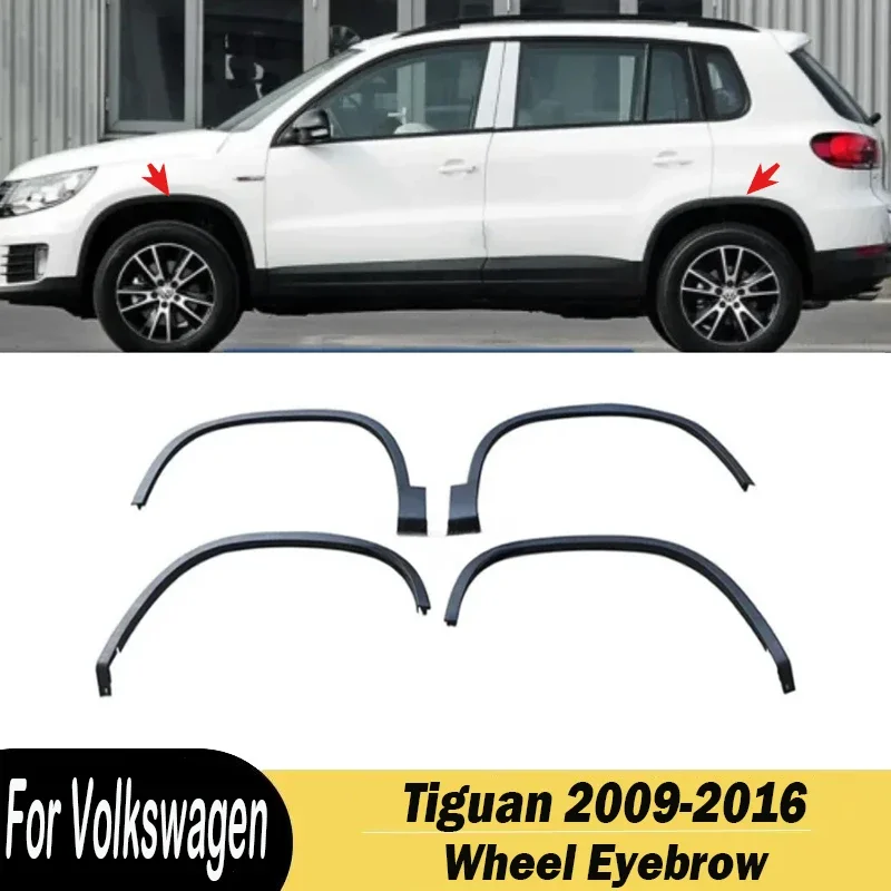 For Volkswagen Tiguan 2009 2010 2011 2012 2013 2014 2015 2016 4Pcs Car Tire Wheel Eyebrow Upper Decorative Strip Leaf Board