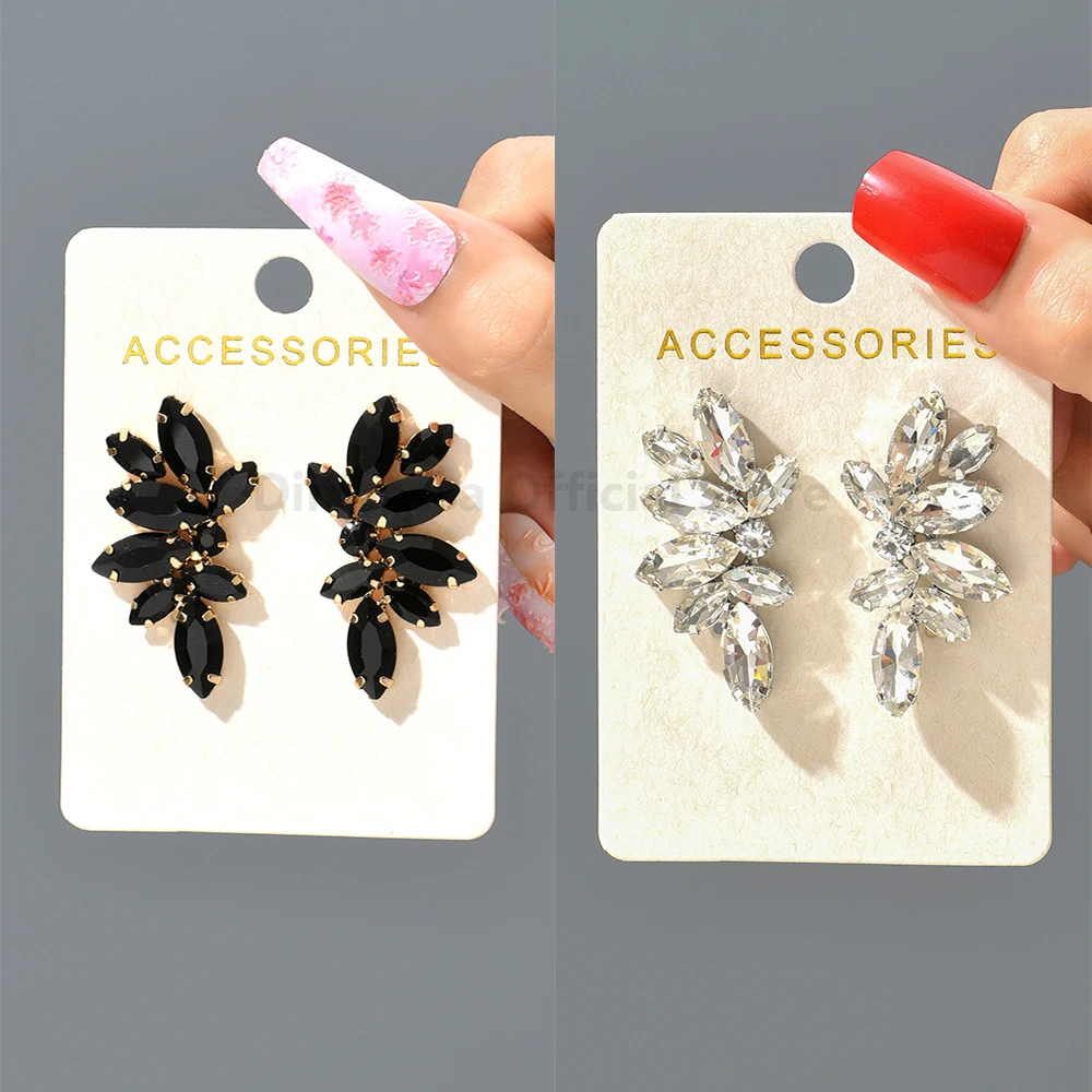 Women's Trendy Geometric Hollow Crystal Big Stud Earrings Fashion Luxury Elegant Cute Party Jewelry Accessory view 3