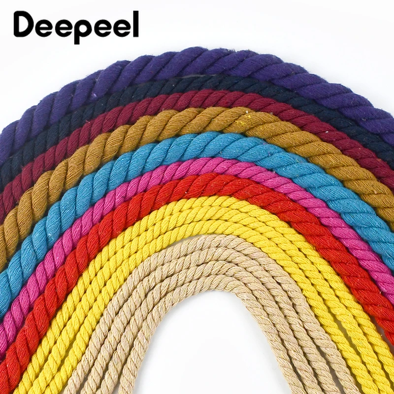 5M 5/8/10/12/20mm Colored Cotton Rope Braid RopesThree-strand Twisted Cord  for Decoration Bag Home String Sewing Material