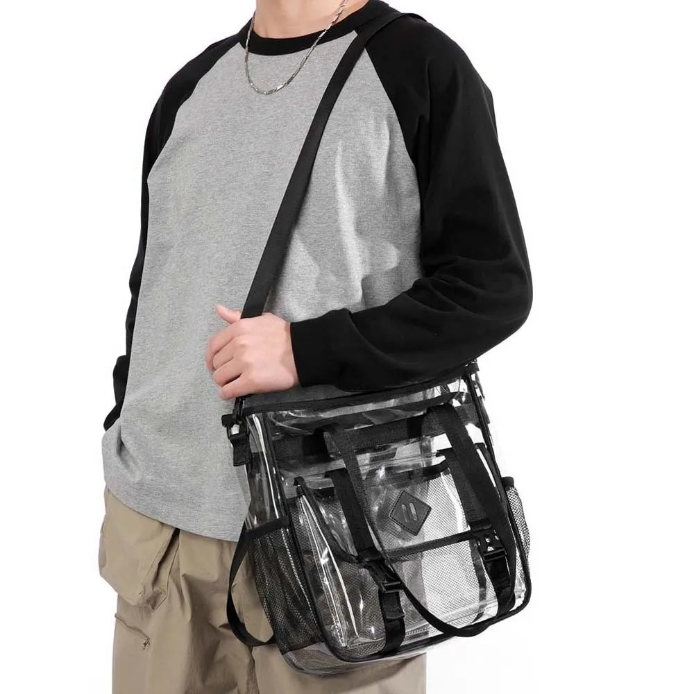 Candy Color Transparent Beach Handbag Multi-pockets Large Capacity Crossbody Jelly Bag Dry-wet Separation PU Leather