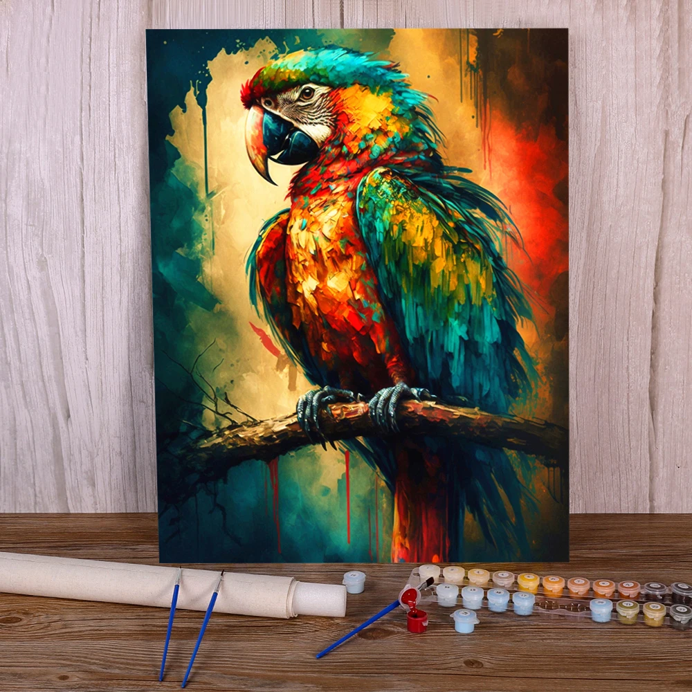 Bird Parrot DIY Painting By Numbers Kit Acrylic Paints 40*50 Oil Painting Loft Wall Picture For Children Handicraft Handiwork