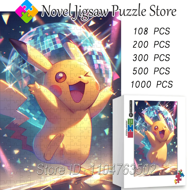 

Милая головоломка Пикачу, японское аниме, покемон, 108/300/500/1000 шт., головоломки для взрослых, развивающие игрушки, креативные подарки «сделай сам»