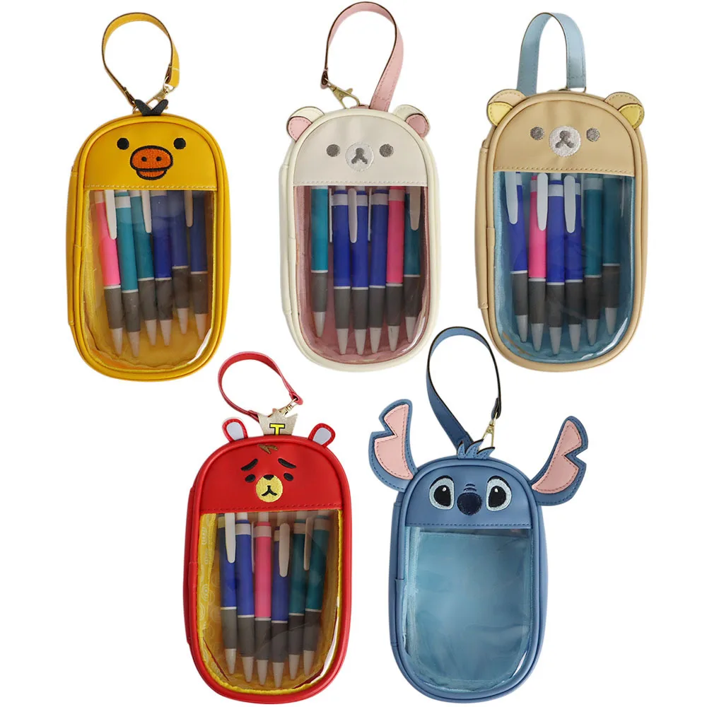 

Relaxing Bear Transparent Storage Large-capacity Stationery Pen Case High Appearance Level Handbag Exquisite Makeup Bag