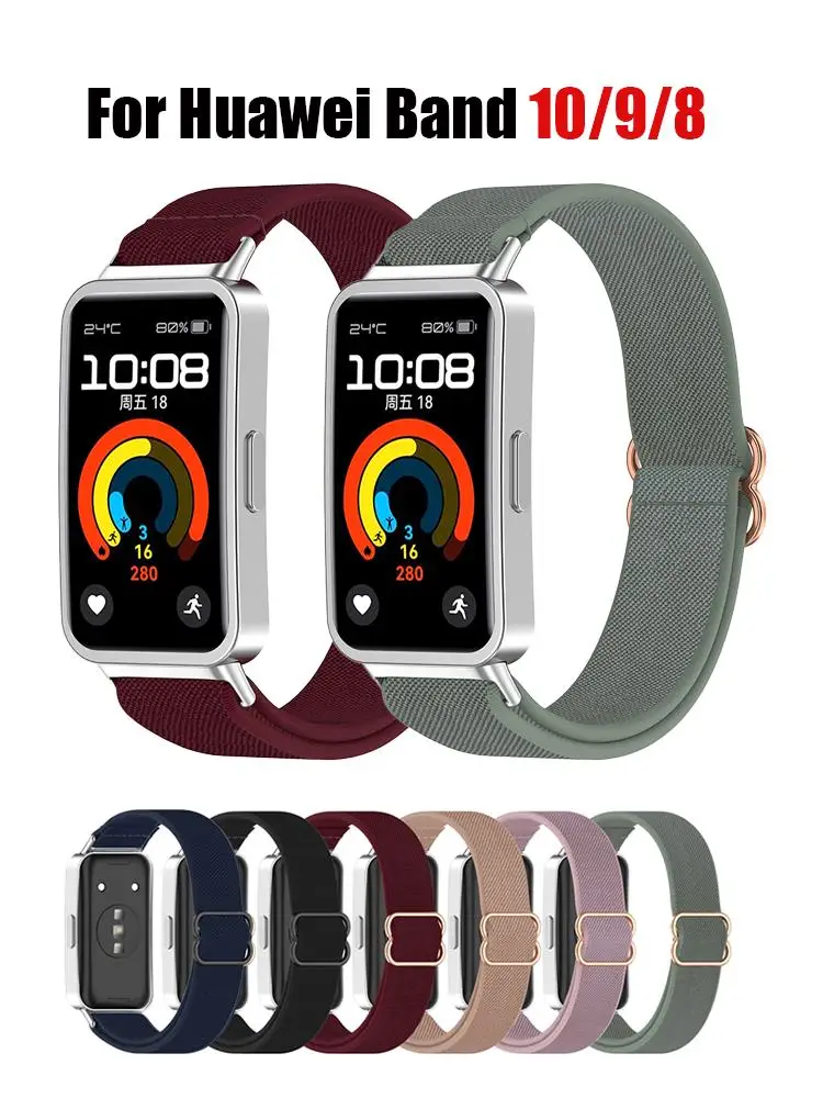 Nylonbänder für Huawei Band 10/9/8 Strap Zubehör Scrunchie Sport Elastisches Armband Pulseira Correa für Huawei Bands 9 8 NFC