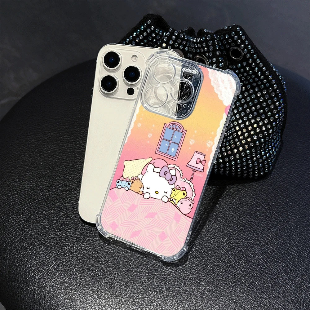 Funda de teléfono transparente Hellokitty para IPhone14 Pro IPhone 16/15/14/13/12/11/x/xs/xs Max Girl funda de teléfono suave Sanrio lindo para Iphone